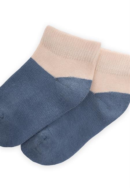 İki Renkli Bebe Patik Çorabı 0-4 Yaş İNDİGO MAVİ