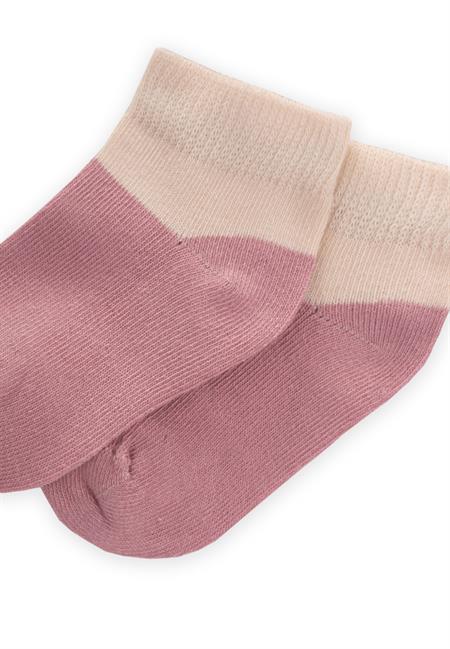 İki Renkli Bebe Patik Çorabı 0-4 Yaş GÜL KURUSU