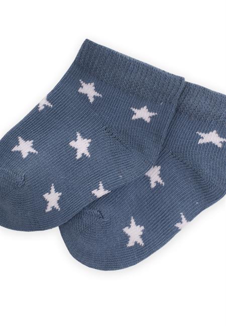 Yıldız Desenli Bebe Patik Çorabı 0-4 Yaş İNDİGO MAVİ