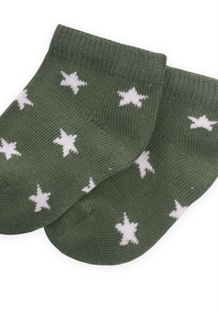 Yıldız Desenli Bebe Patik Çorabı 0-4 Yaş HAKİ YEŞİL