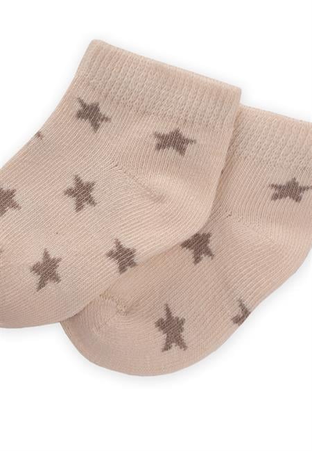 Yıldız Desenli Bebe Patik Çorabı 0-4 Yaş KUM