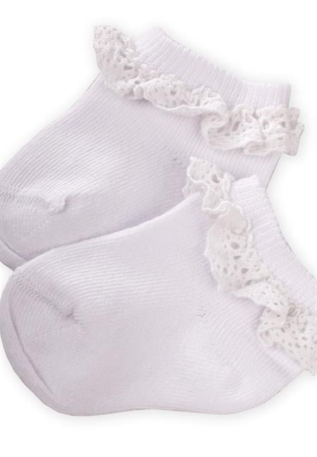 Dantelli Bebe patik Çorabı 0-4 Yaş Beyaz
