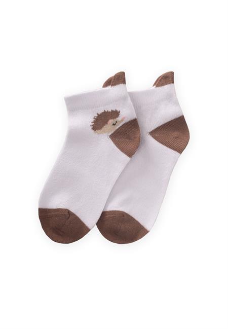 Kirpi Desen çocuk Patik Çorabı 5-12 Yaş Beyaz