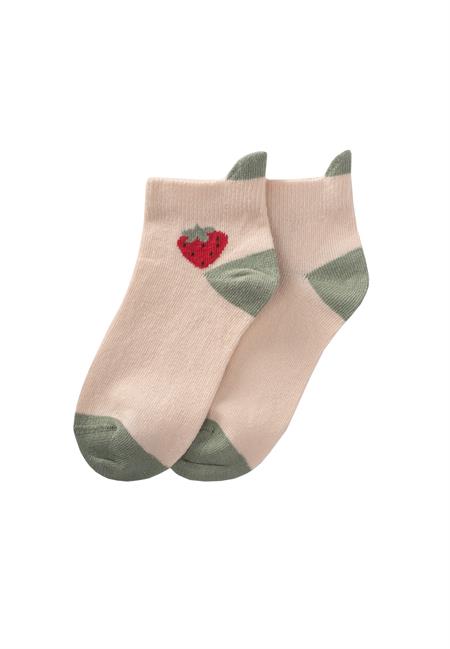 Çilek Desen Çocuk Çorabı 5-12 Yaş KUM-ÇAĞLA