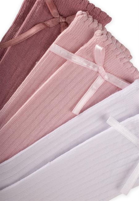 Üçlü Fiyoklu Soket Çorap 3-10 Yaş Beyaz,Pudra,Gül K