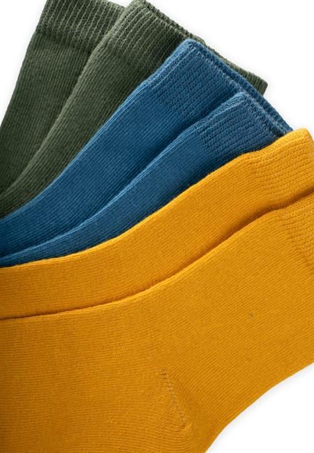 Üçlü Çocuk Çorabı 3-10 Yaş Hardal, İndigo, Haki