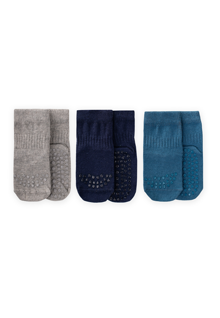 Üçlü Emekleme Ve Kaymaz Çorap 1-4 Yaş Laciver,İndigo,Gri