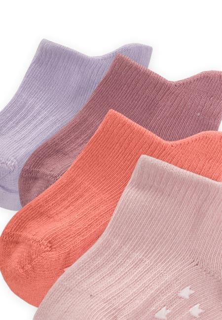 Dört lü ABS Baskılı Bebe Patik 0-12 Ay Lila,Yavruağzı,Pudra,Gül kurusu