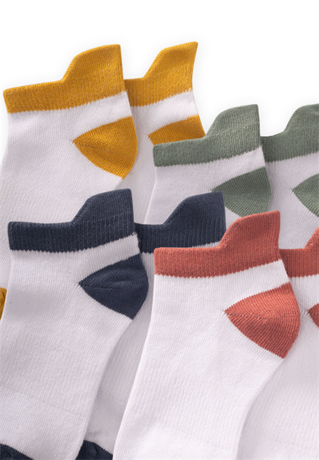 Dörtlü Burnu Rekli Patik Çorap 5-12 Yaş Çağla,Kiremit,Hardal,İndigo