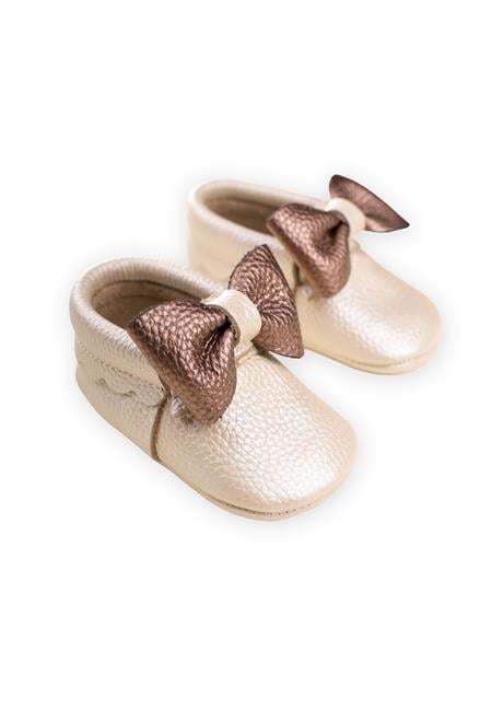 Deri Bebek Ayakkabı 17-21 Numara Ekru-Rose