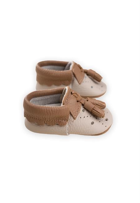 Deri Bebek Ayakkabı 17-21 Numara Gri-Kahve