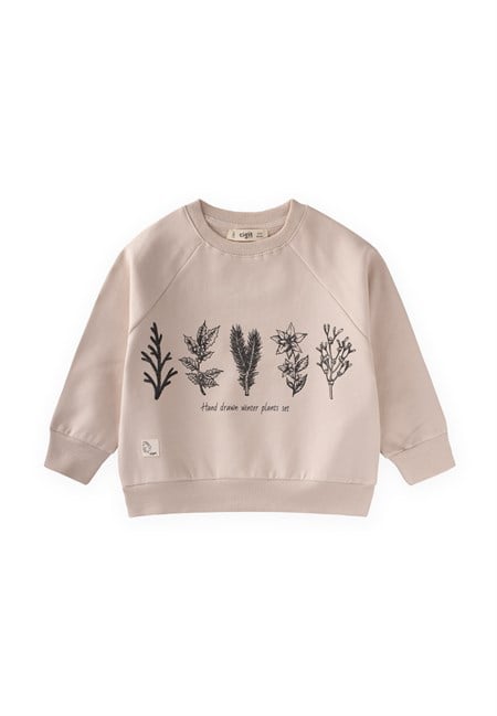 Ağaç Baskılı Sweatshirt 1-7 Yaş Kum