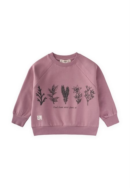 Ağaç Baskılı Sweatshirt 1-7 Yaş Leylak