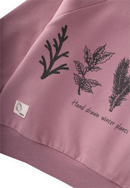 Ağaç Baskılı Sweatshirt 1-7 Yaş Leylak