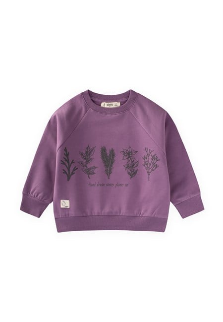 Ağaç Baskılı Sweatshirt 1-7 Yaş Mor
