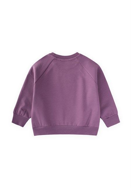 Ağaç Baskılı Sweatshirt 1-7 Yaş Mor