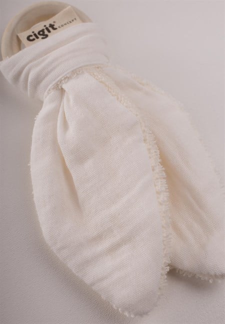 Ahşap Müslin Bebek Diş Kaşıyıcı EKRU