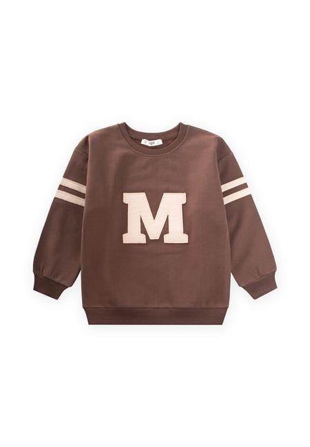 Aplikeli Sweatshirt 3-9 Yaş Koyu Kahve