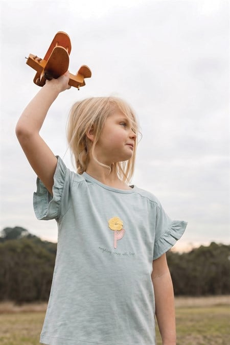 Aplikeli T-Shirt 2-8 Yaş MİNT YEŞİLİ