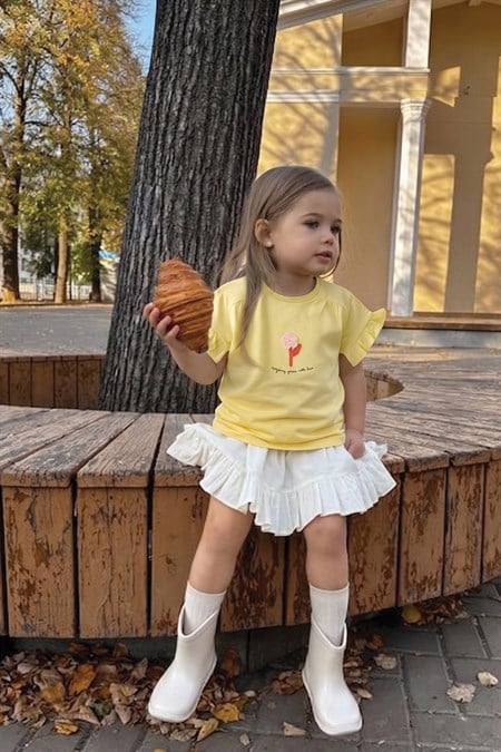 Aplikeli T-Shirt 2-8 Yaş SARI