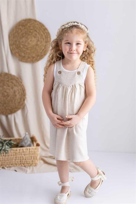Askılı Elbise 2-7 Yaş NATUREL