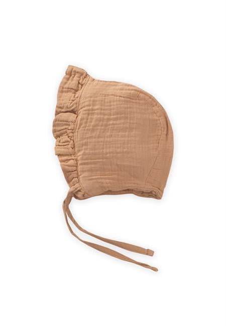 Bağlamalı Fırfırlı Müslim Bebek Şapka 0-2 yaş Caremel