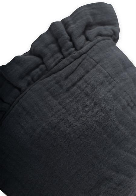 Bağlamalı Fırfırlı Müslim Bebek Şapka 0-2 yaş Antrasit