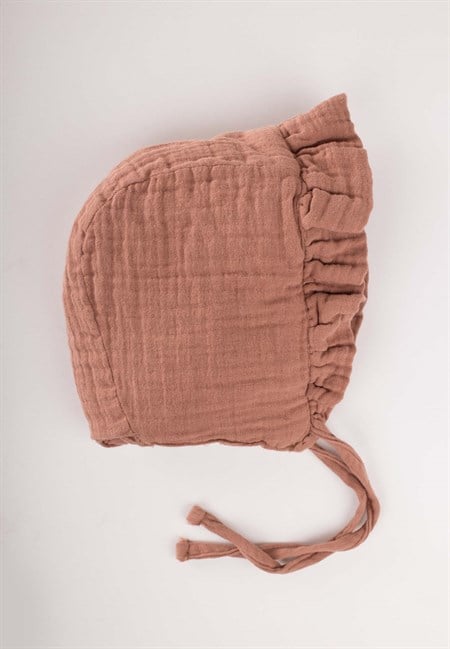 Bağlamalı Fırfırlı Müslim Bebek Şapka 0-2 yaş Kahve