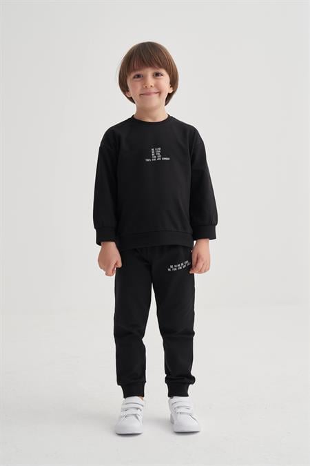 Basic Baskılı Eşofman Takım 2-7 Yaş SİYAH