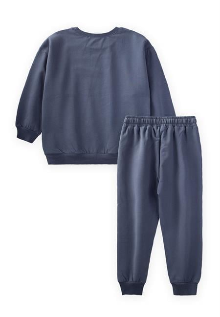 Basıc Karyoka Detaylı Sweatshirt Takım 3-8 Yaş lacivert