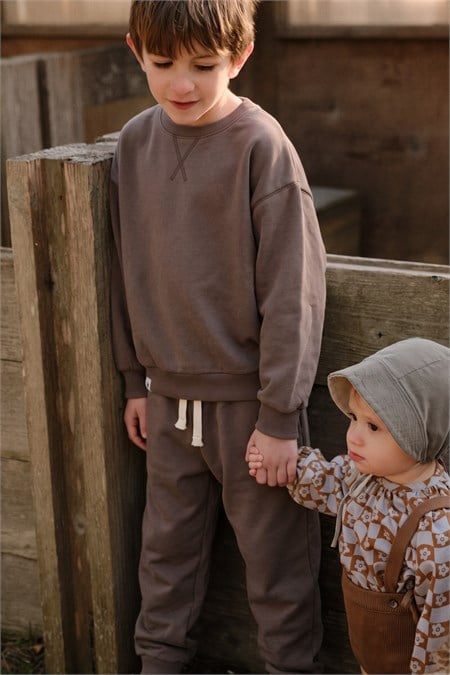Basic Karyoka Detaylı Sweatshırt Takım 3-8 Yaş S VİZON