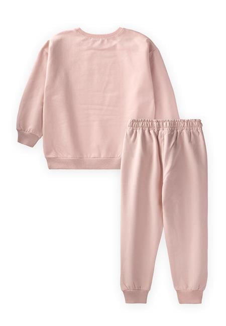 Basic Karyoka Detaylı Sweatshirt Takım 3-8 Yaş Pudra Pembe