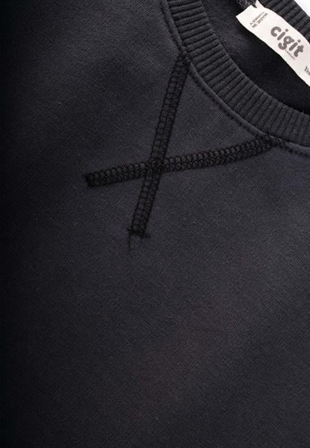 Basic Karyoka Detaylı Sweatshirt Takım 3-8 Yaş Siyah