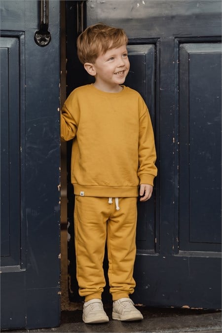 Basıc Karyoka Detaylı Sweatshirt Takım 3-8 Yaş hardal sarı