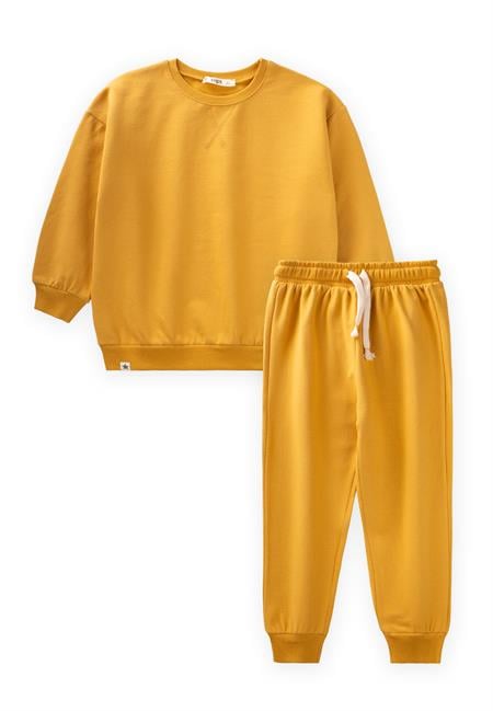 Basıc Karyoka Detaylı Sweatshirt Takım 3-8 Yaş hardal sarı