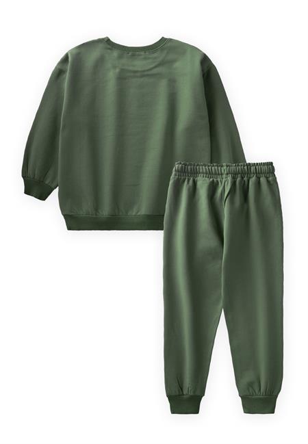 Basıc Karyoka Detaylı Sweatshirt Takım 3-8 Yaş haki yeşili