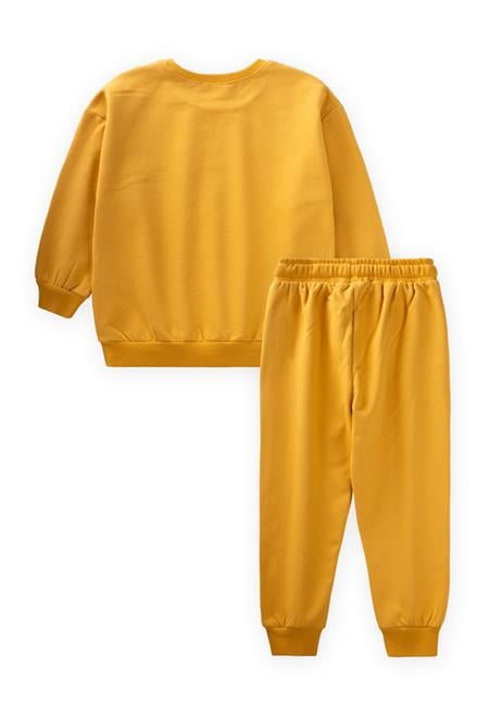 Basıc Karyoka Detaylı Sweatshirt Takım 3-8 Yaş hardal sarı