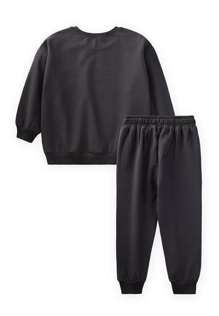 Basic Karyoka Detaylı Sweatshirt Takım 3-8 Yaş Siyah