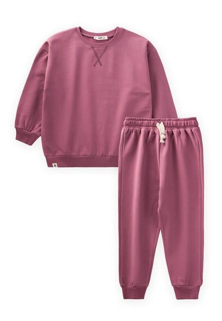 Basic Karyoka Detaylı Sweatshirt Takım 3-8 Yaş Leylak