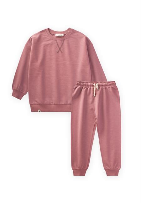 Basıc Sweatshirt Takım 3-8 Yaş Gül Pembe