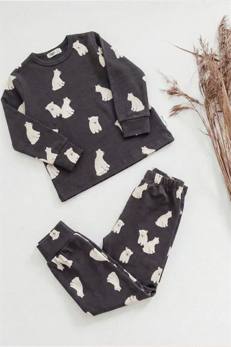 Baskılı Pijama Takım 1-5 Yaş Antrasit
