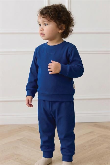 Be Cool Nakışlı Sweatshirt Takım 0-5 Yaş Saks Mavi