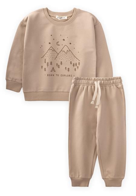 Born To Explore Baskılı Sweatshırt Takım 1-7 Yaş S VİZON