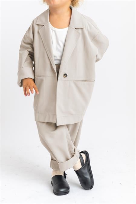 Ceketli Tencel Takım 2-7 Yaş Bej