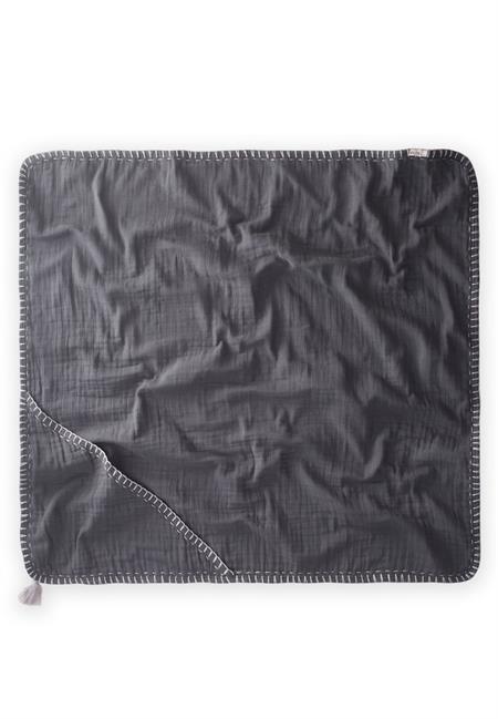 Çift Kat El İşi Müslin Üçgen Havlu (Yıkanmıştır) 75X75 cm ANTRASİT