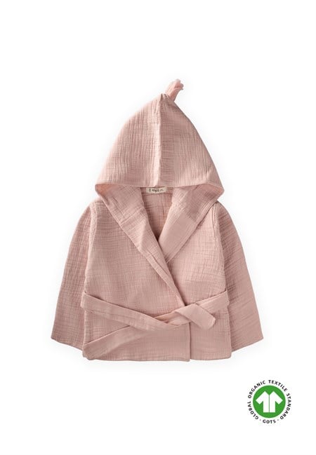 Çift Kat Müslin Çocuk Bornoz 2-9 Yaş PUDRA PEMBE