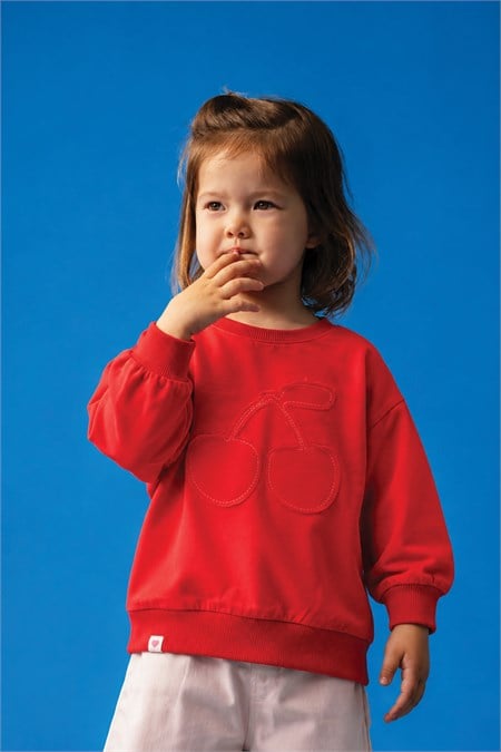 İnce Mevsimlik Sweatshirt 1-7 Yaş Kırmızı