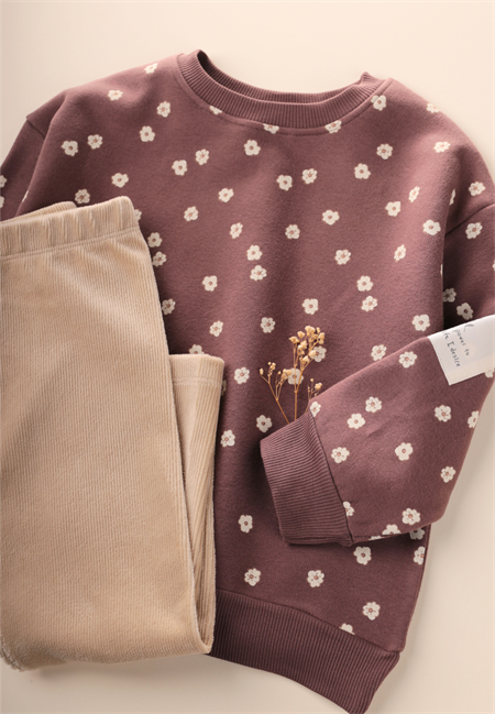 Kadife Taytlı Sweatshırt Takım 2-10 Yaş A.KAHVE