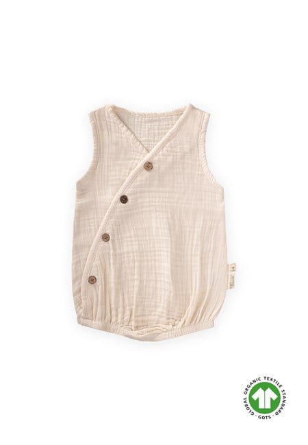 Organic Kruvaze Yaka Zıbın 0-3 Yaş Krem