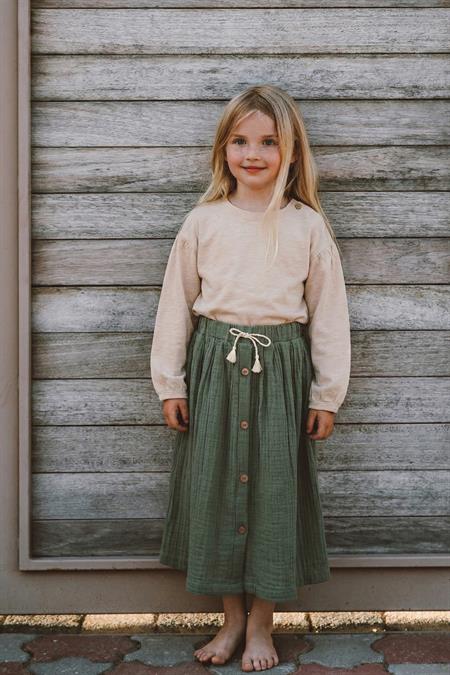 Organik Müslin Etek 2-8 Yaş Haki Yeşil